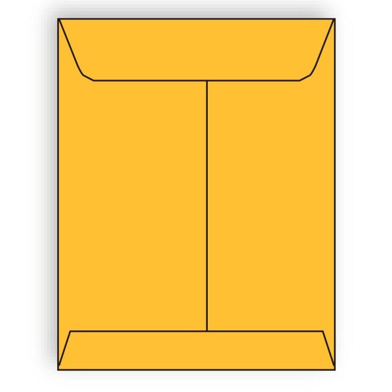 Open End Catalog Envelopes, 9" x 12", 28#, Brightly Colored Tangerine, Acid Free, Center Seam (Box of 500)