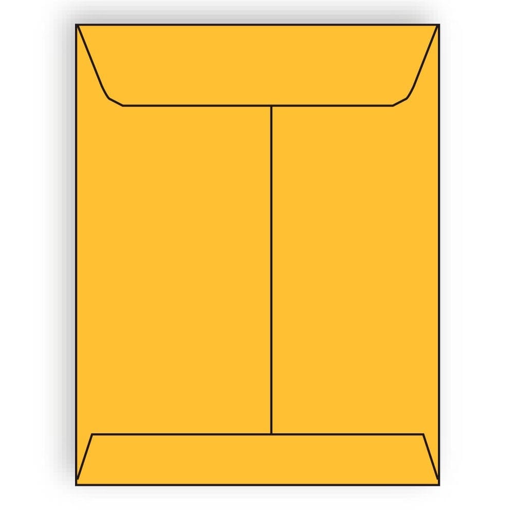 Open End Catalog Envelopes, 9" x 12", 28#, Brightly Colored Tangerine, Acid Free, Center Seam (Box of 500)