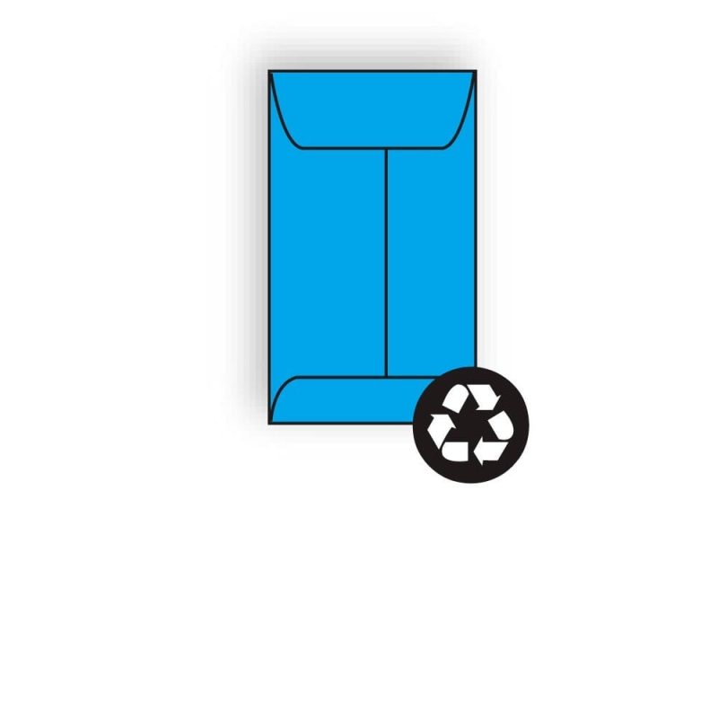 #5-1/2F Open End Coin Envelopes, 3-1/8" x 5-1/2", 24#, Recycled, Brightly Colored Blue, Acid Free (Box of 500)