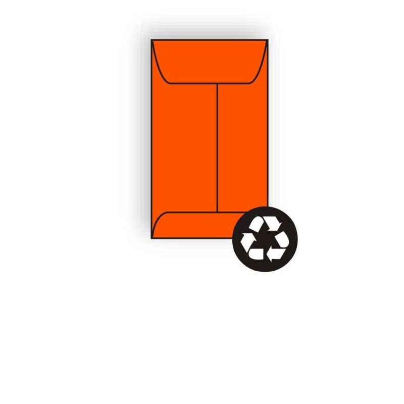 #5-1/2F Open End Coin Envelopes, 3-1/8" x 5-1/2", 24#, Recycled, Brightly Colored Orange, Acid Free (Box of 500)