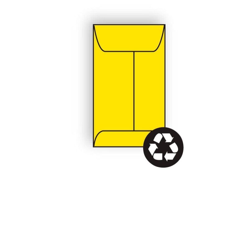 #5-1/2F Open End Coin Envelopes, 3-1/8" x 5-1/2", 24#, Recycled, Brightly Colored Yellow, Acid Free (Box of 500)