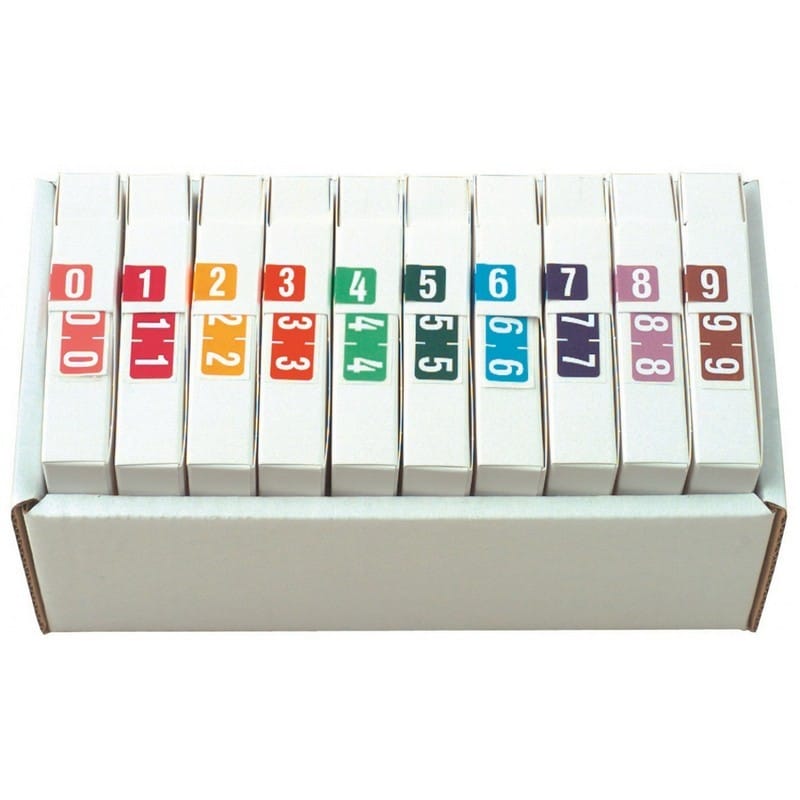Traco Compatible "0-9" Numeric Labels, Laminated Stock, 1/2" X 1" Individual Numbers - Roll of 500