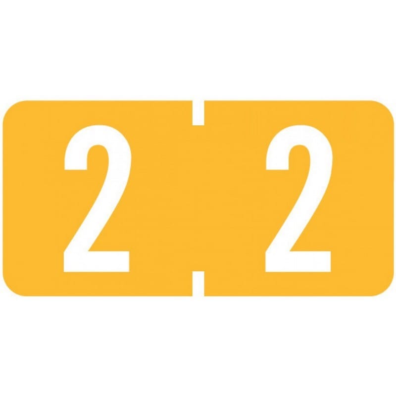 Tab Compatible Mini Numeric "2" Labels, Vinyl Kimdura Stock, 1/2" X 1" Individual Numbers - Roll of 500