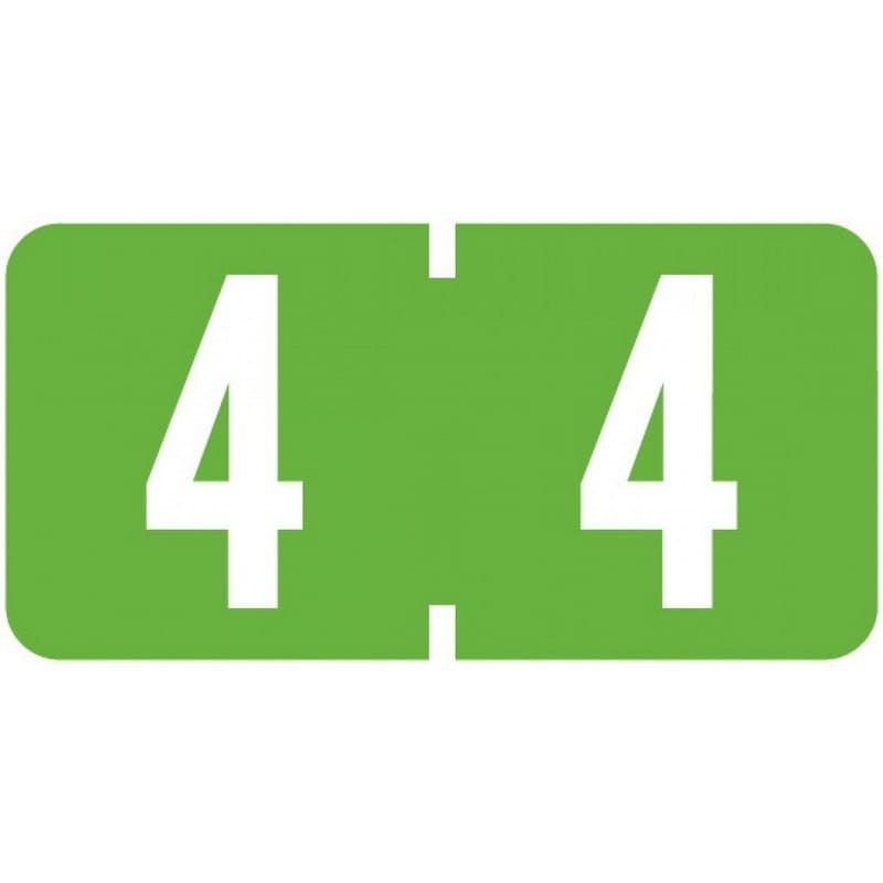 Tab Compatible Mini Numeric "4" Labels, Vinyl Kimdura Stock, 1/2" X 1" Individual Numbers - Roll of 500