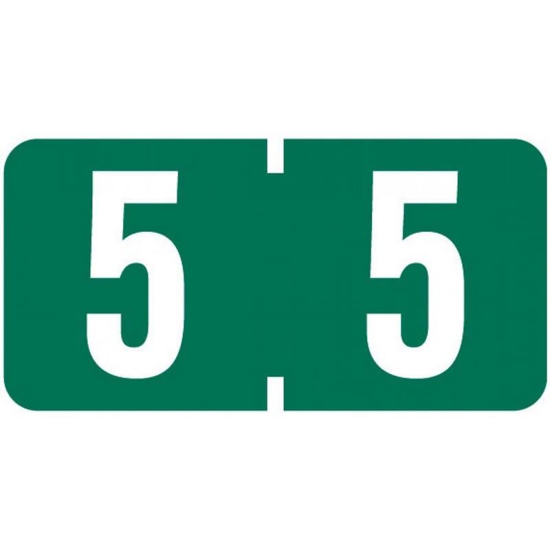 Tab Compatible Mini Numeric "5" Labels, Vinyl Kimdura Stock, 1/2" X 1" Individual Numbers - Roll of 500