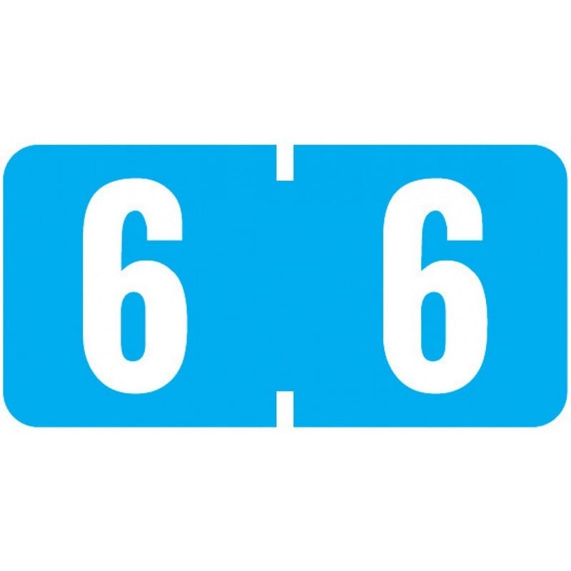 Tab Compatible Mini Numeric "6" Labels, Vinyl Kimdura Stock, 1/2" X 1" Individual Numbers - Roll of 500