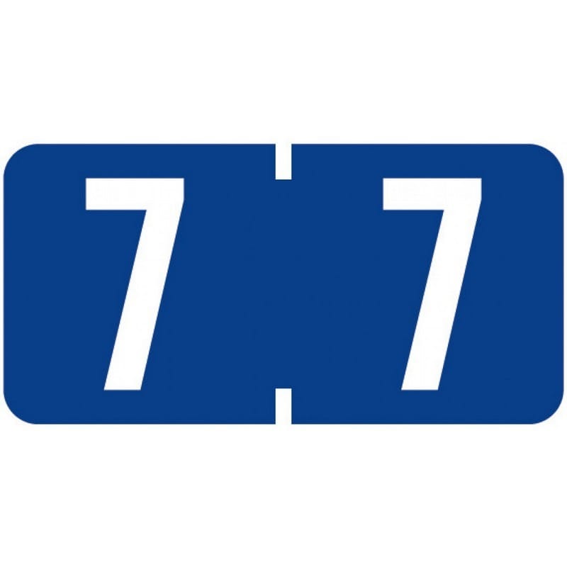 Tab Compatible Mini Numeric "7" Labels, Vinyl Kimdura Stock, 1/2" X 1" Individual Numbers - Roll of 500