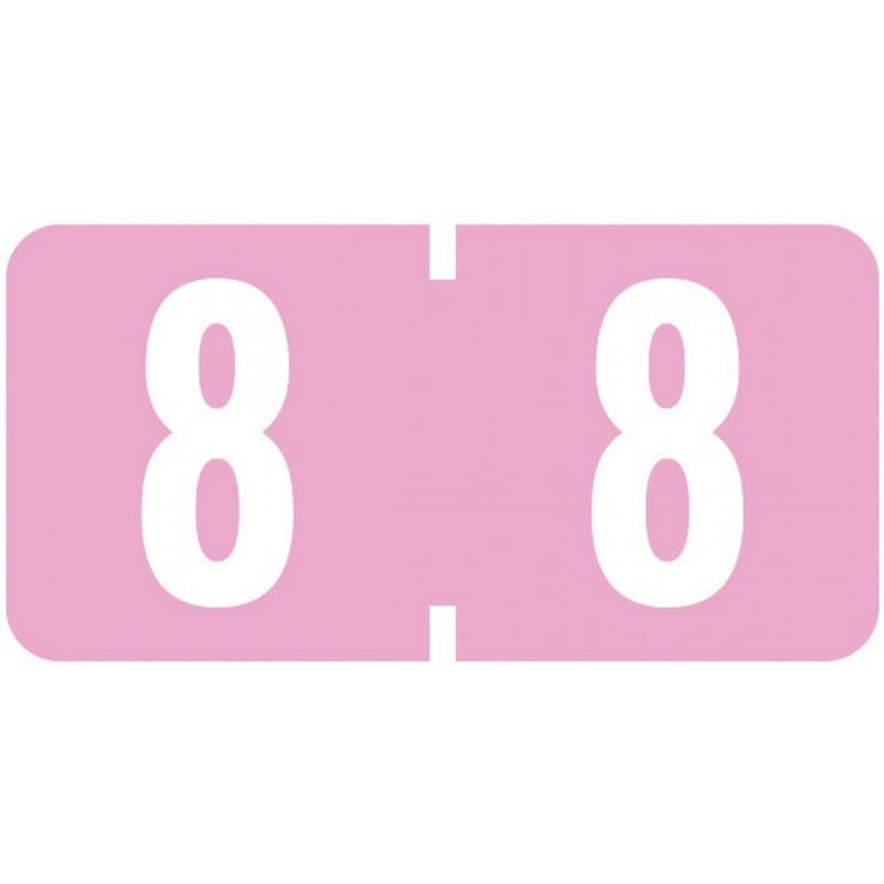 Tab Compatible Mini Numeric "8" Labels, Vinyl Kimdura Stock, 1/2" X 1" Individual Numbers - Roll of 500