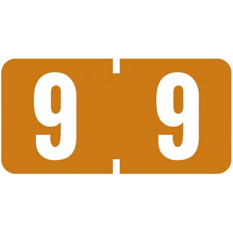 Tab Compatible Mini Numeric "9" Labels, Vinyl Kimdura Stock, 1/2" X 1" Individual Numbers - Roll of 500