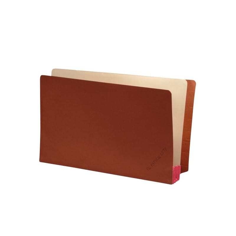 Lip Style END TAB Expansion Pockets, Dusty Rose Tyvek Gussets, Legal Size, 1-3/4" Expansion (Carton of 100) - Image 2