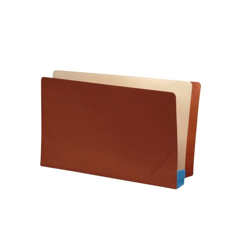 Lip Style END TAB Expansion Pockets, Cerulean Blue Tyvek Gussets, Legal Size, 1-3/4" Expansion (Carton of 100) - Image 2