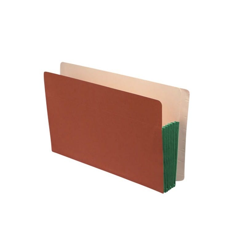 Premium Full END TAB Expansion Pockets, Spring Green Tyvek Gussets, Legal Size, 3-1/2" Expansion (Carton of 100)