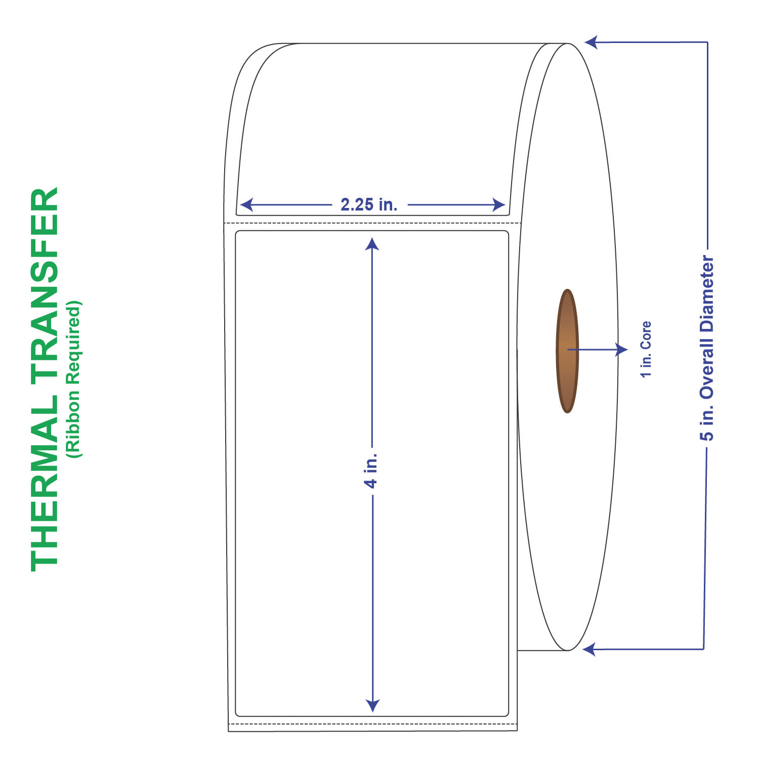 2-1/4" x 4" General Use Labels, w/ Perf Thermal Transfer Labels, Perforated, 700 per roll (4 Rolls per Carton)
