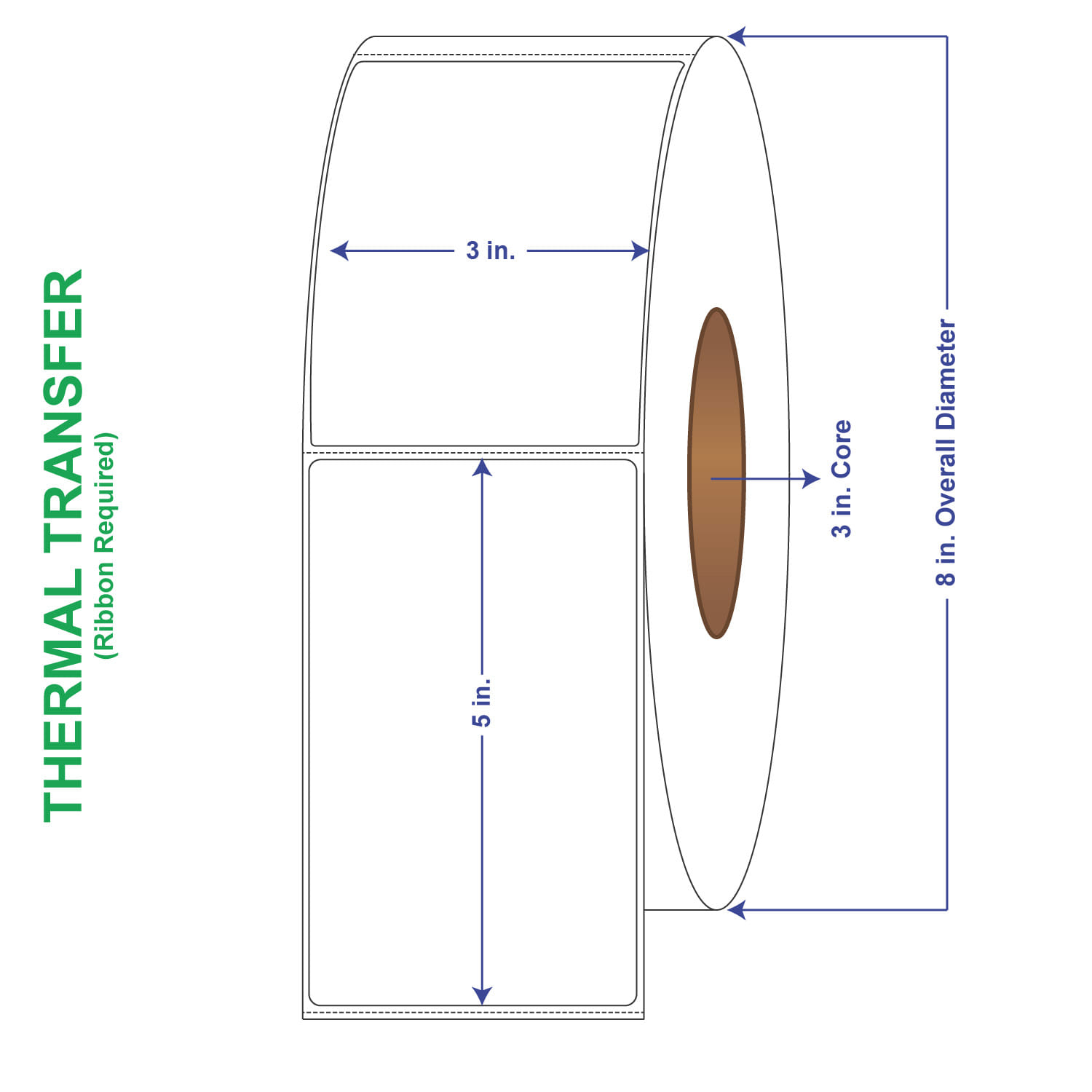 3" x 5" General Use Labels, w/ Perf Thermal Transfer Labels, Perforated, 1250 per roll (6 Rolls per Carton)