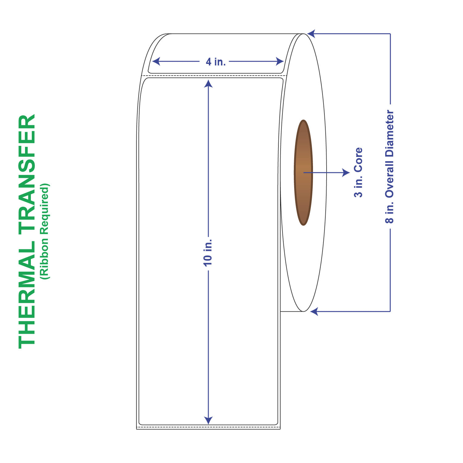 4" x 10" General Use Labels, w/ Perf Thermal Transfer Labels, Perforated, 600 per roll (4 Rolls per Carton)