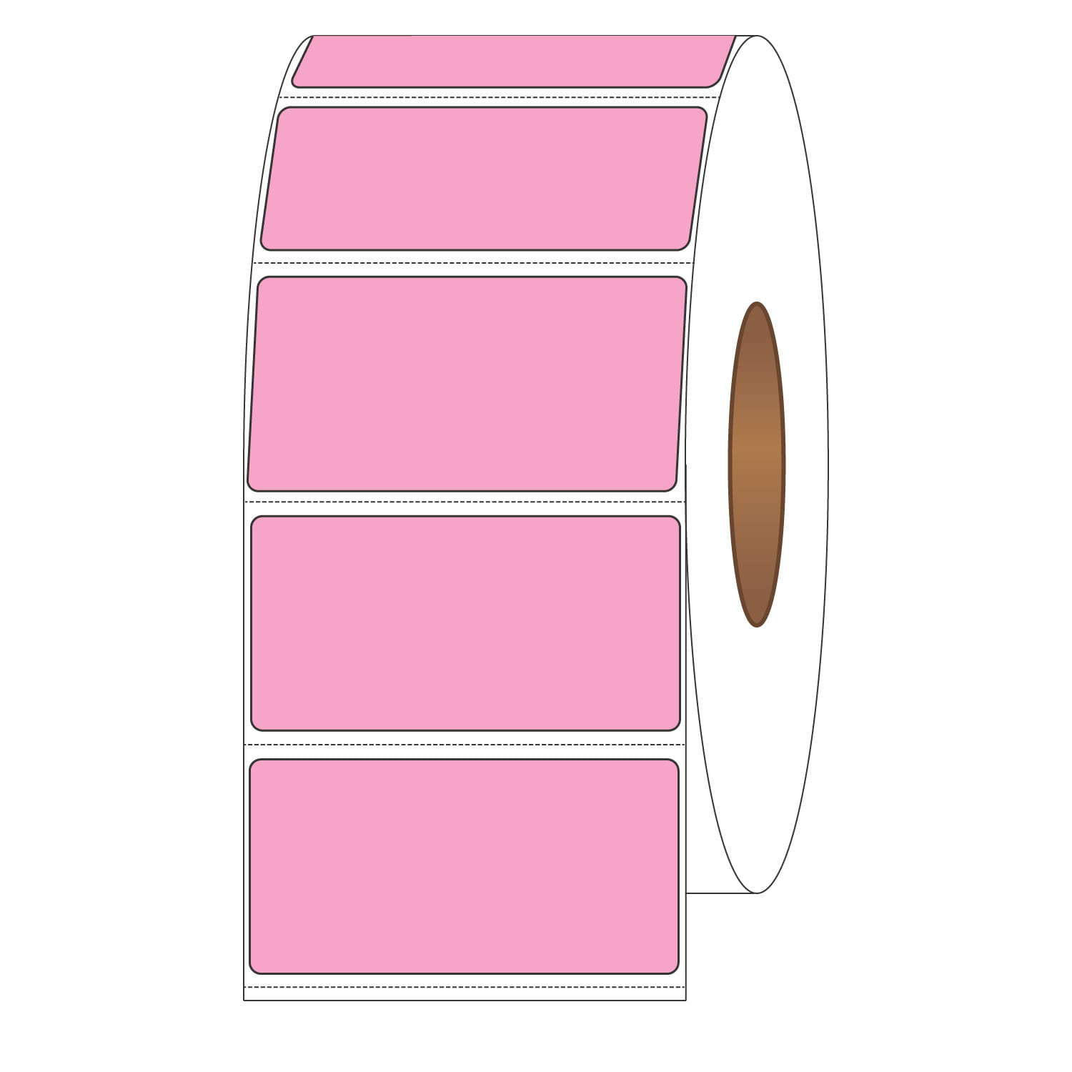4" x 2" General Use Labels, w/ Perf Thermal Transfer Labels, Perforated, Tinted, Pink (196), 3000 per roll (4 Rolls per Carton) - Image 2
