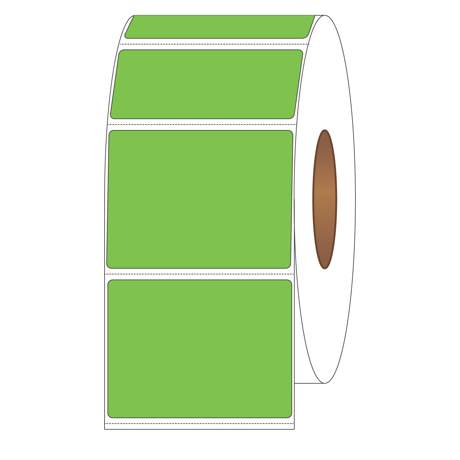 4" x 3" General Use Labels, w/ Perf Thermal Transfer Labels, Perforated, Tinted, Fluorescent Green, 1900 per roll (4 Rolls per Carton) - Image 2