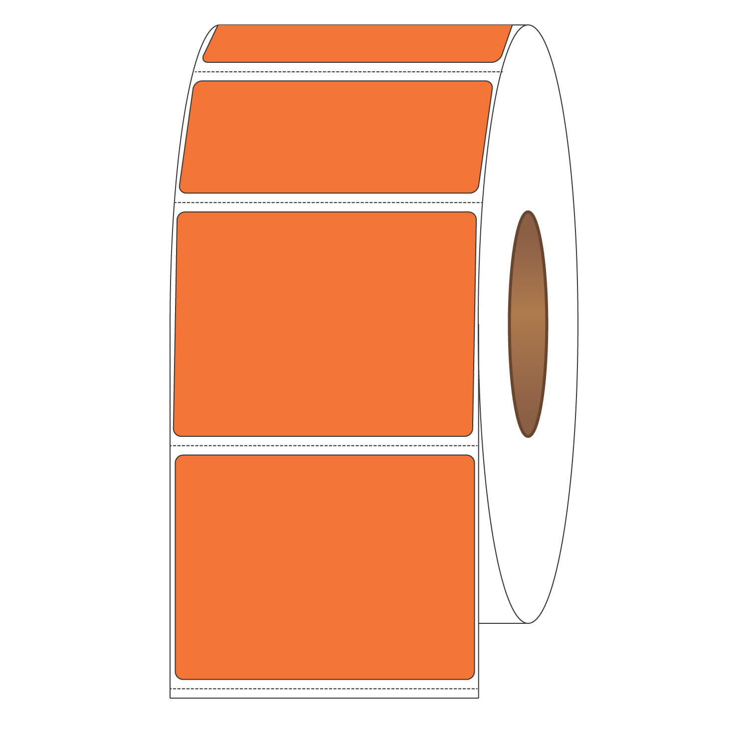 4" x 3" General Use Labels, w/ Perf Thermal Transfer Labels, Perforated, Tinted, Fluorescent Orange, 1900 per roll (4 Rolls per Carton) - Image 2