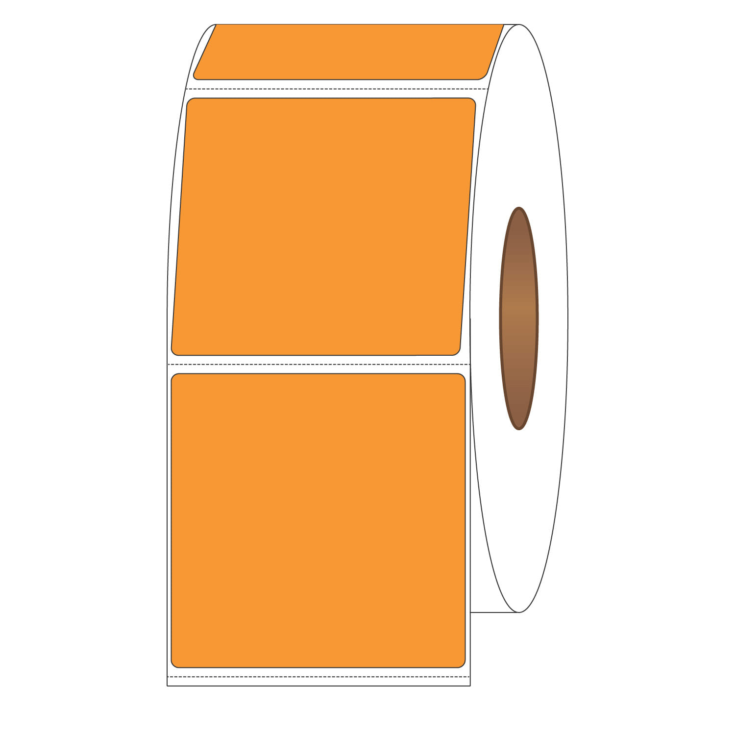 4" x 4" General Use Labels, w/ Perf Thermal Transfer Labels, Perforated, Tinted, Orange (136), 1500 per roll (4 Rolls per Carton) - Image 2