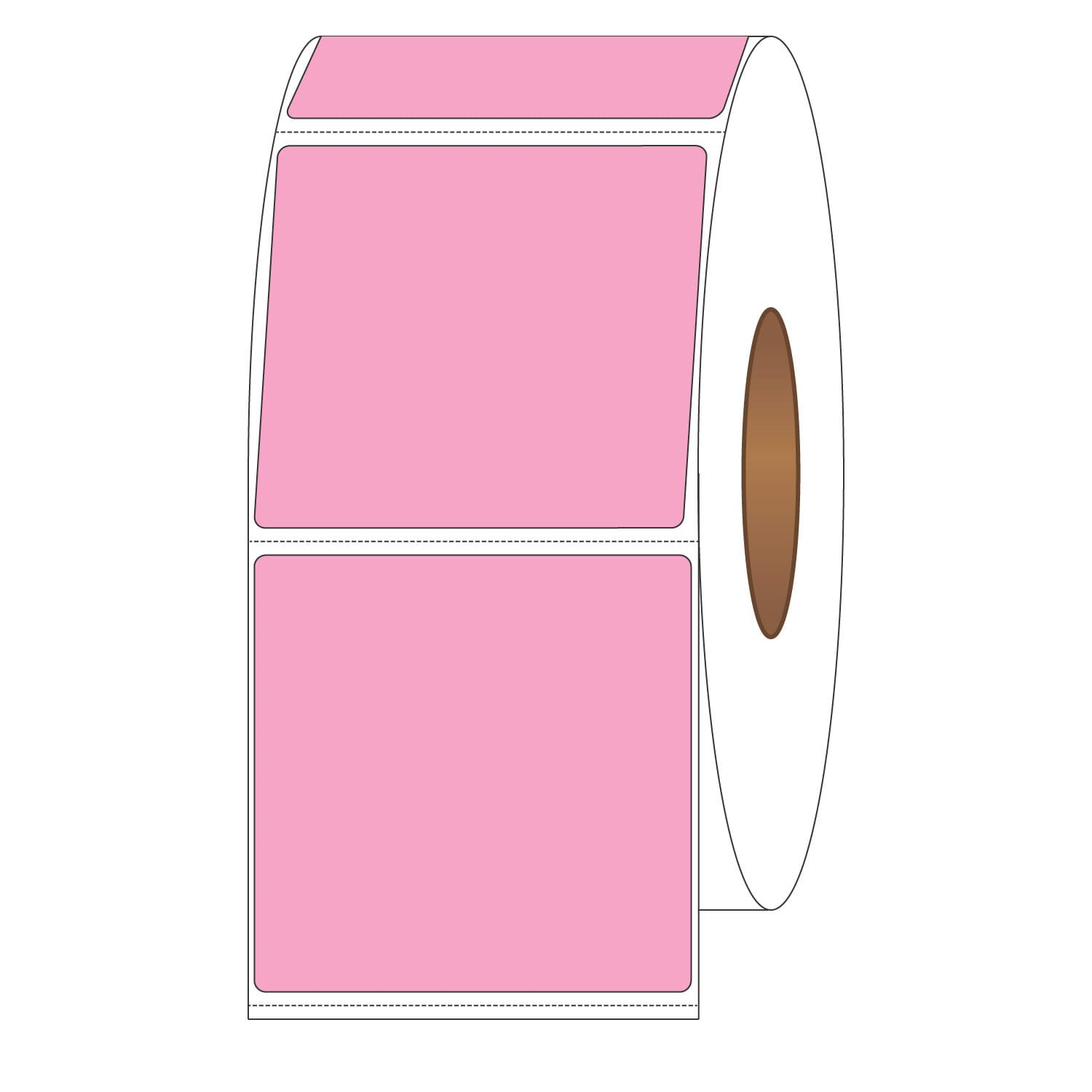 4" x 4" General Use Labels, w/ Perf Thermal Transfer Labels, Perforated, Tinted, Pink (196), 1500 per roll (4 Rolls per Carton) - Image 2