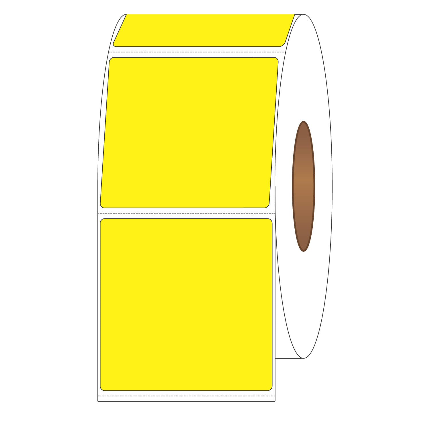 4" x 4" General Use Labels, w/ Perf Thermal Transfer Labels, Perforated, Tinted, Pantone Yellow, 1500 per roll (4 Rolls per Carton) - Image 2