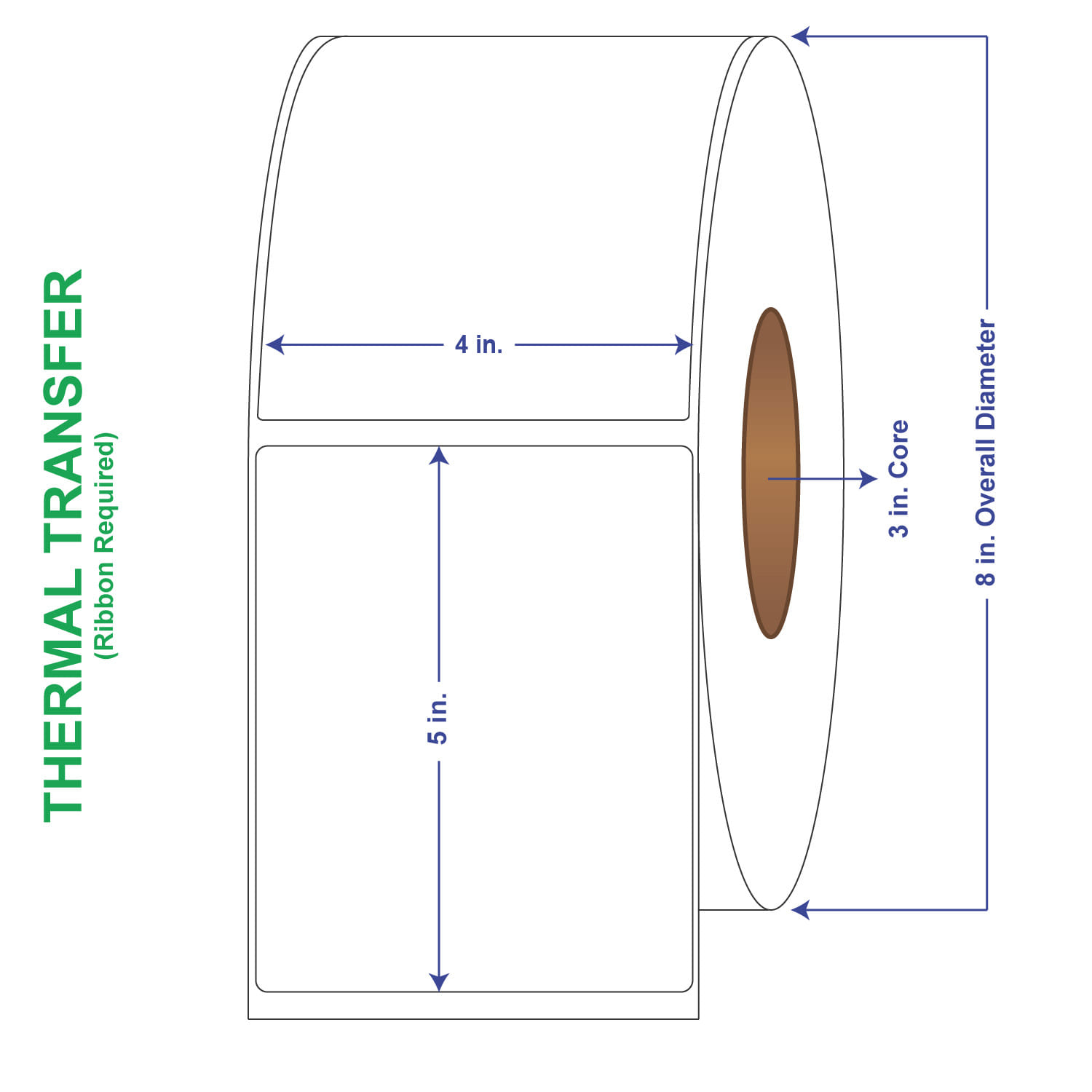 4" x 5" General Use Labels, Non-Perf Thermal Transfer Labels, 1250 per roll (4 Rolls per Carton)