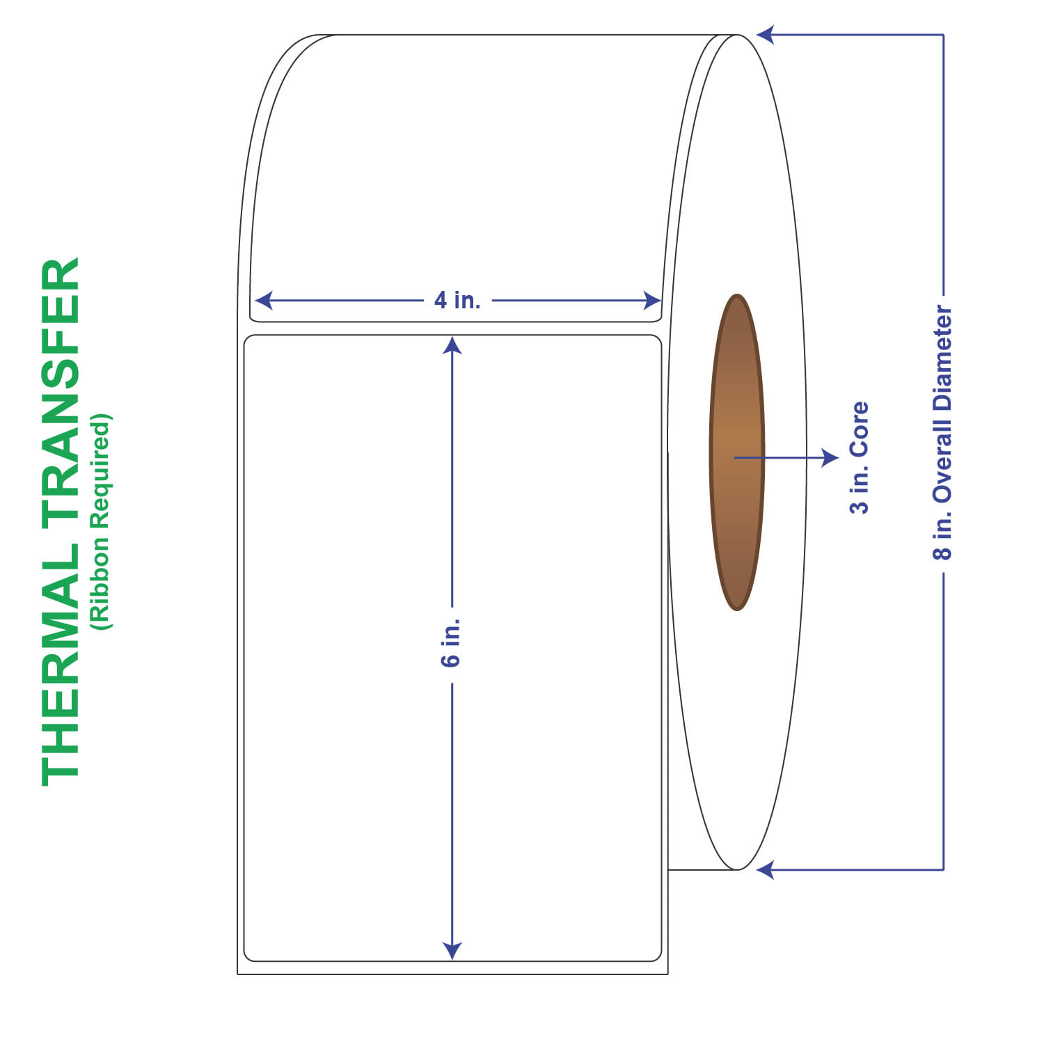 4" x 6" General Use Labels, Non-Perf Thermal Transfer Labels, 1000 per roll (4 Rolls per Carton)
