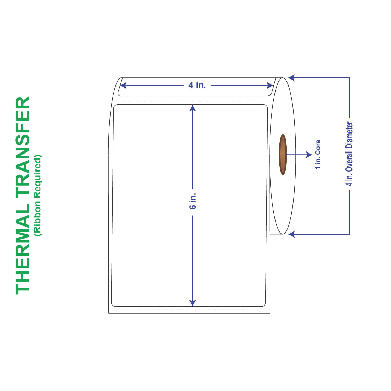 4" x 6" General Use Labels, w/ Perf Thermal Transfer Labels, Perforated, 250 per roll (4 Rolls per Carton)