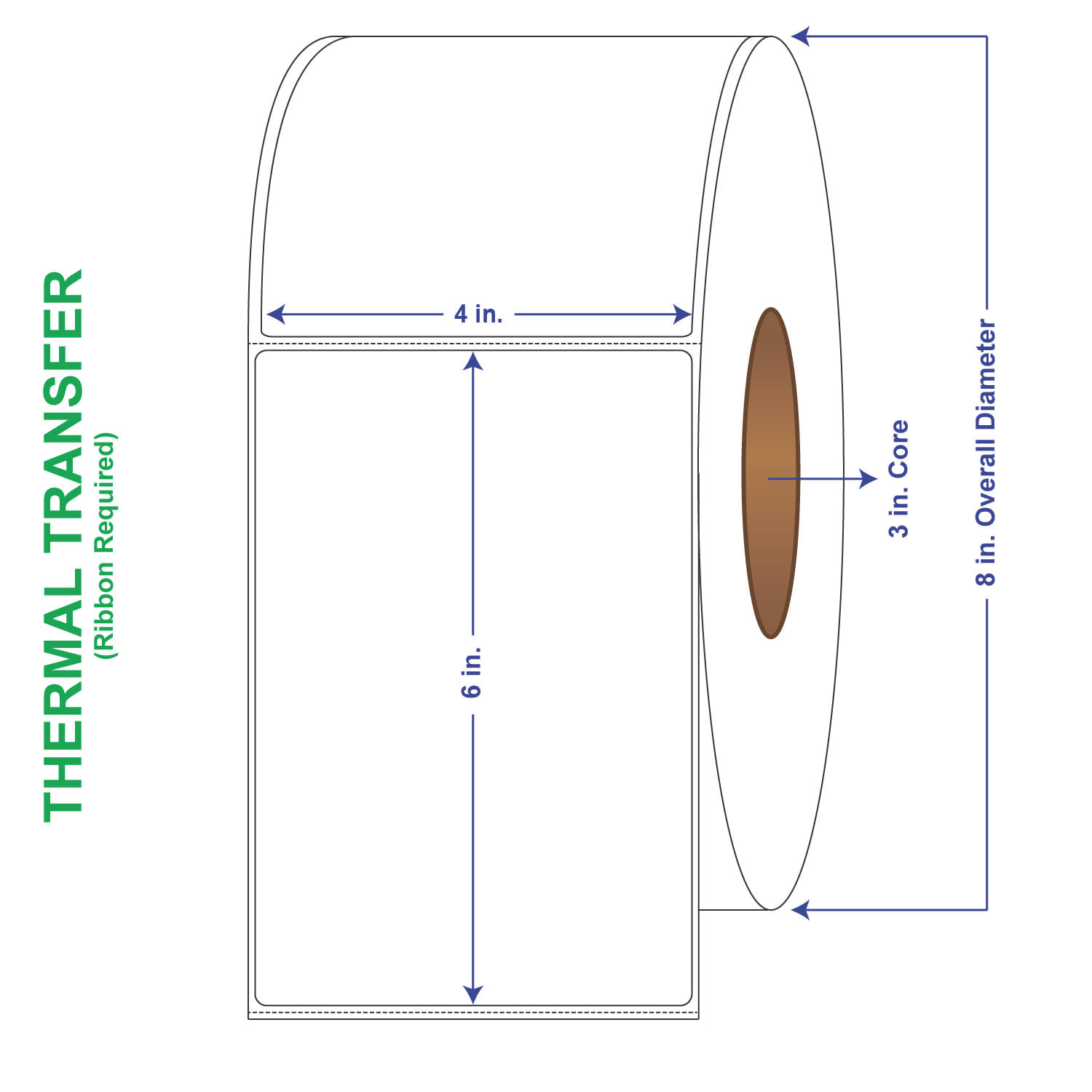 4" x 6" General Use Labels, w/ Perf Thermal Transfer Labels, Perforated, 1000 per roll (4 Rolls per Carton)