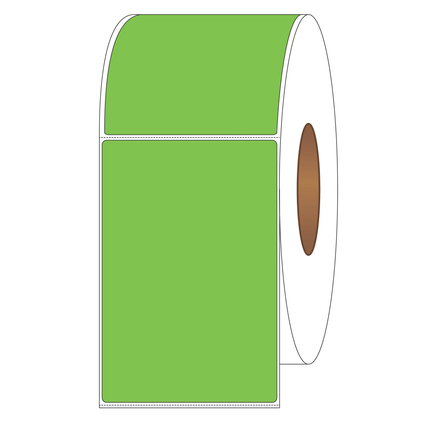 4" x 6" General Use Labels, w/ Perf Thermal Transfer Labels, Perforated, Tinted, Fluorescent Green, 1000 per roll (4 Rolls per Carton) - Image 2