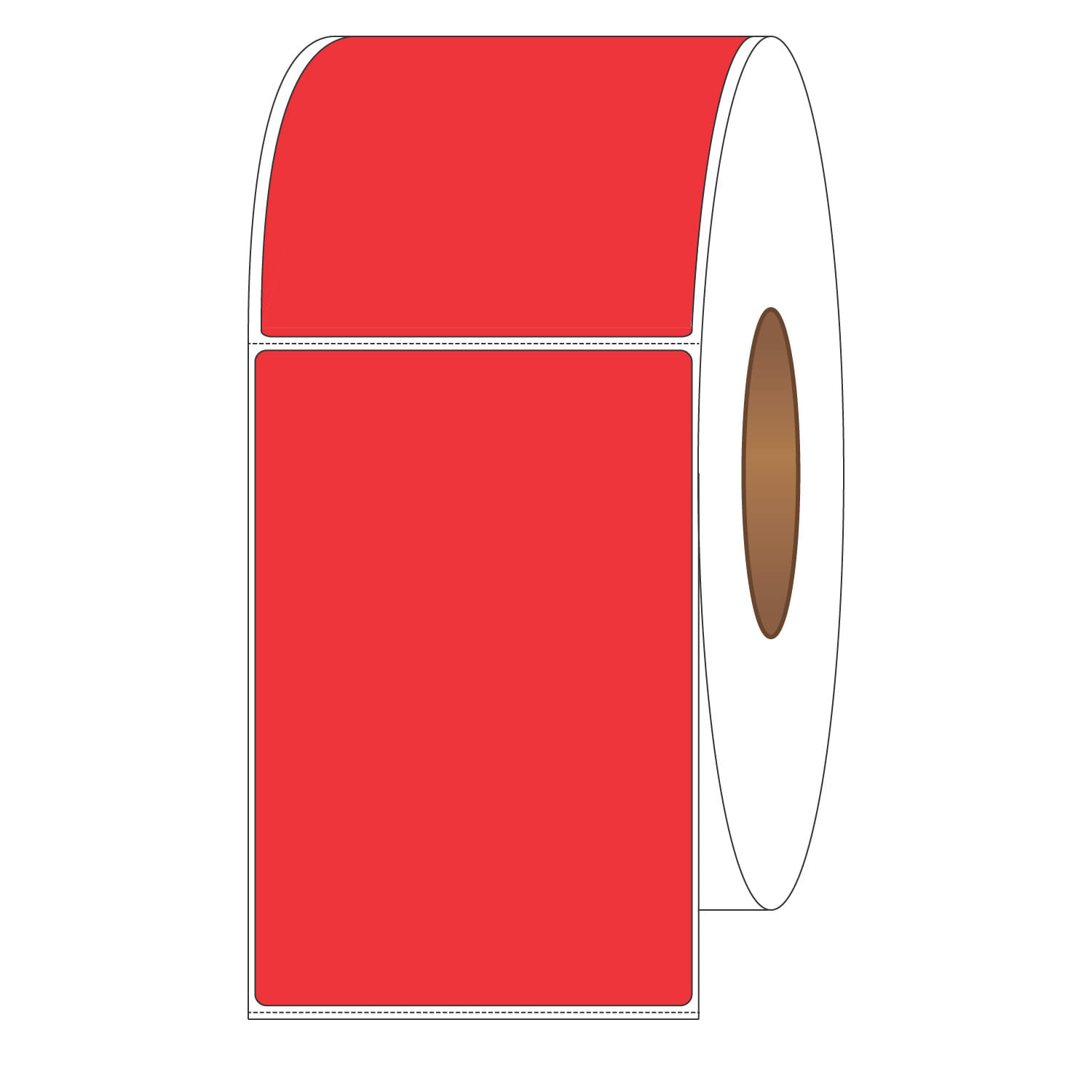 4" x 6" General Use Labels, w/ Perf Thermal Transfer Labels, Perforated, Tinted, Fluorescent Red, 1000 per roll (4 Rolls per Carton) - Image 2
