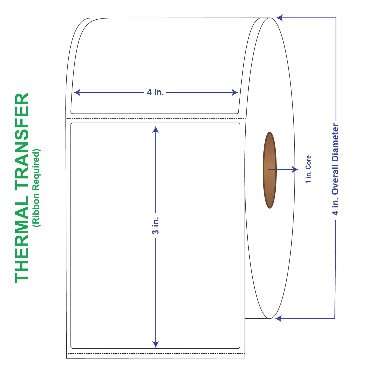 4" x 6" General Use Labels, w/ Perf Removable Adhesive Thermal Transfer Labels, Perforated, 1000 per roll (4 Rolls per Carton)