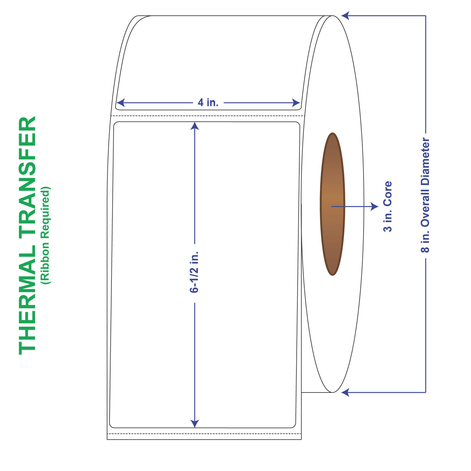 4" x 6-1/2" General Use Labels, w/ Perf Thermal Transfer Labels, Perforated, 900 per roll (4 Rolls per Carton)