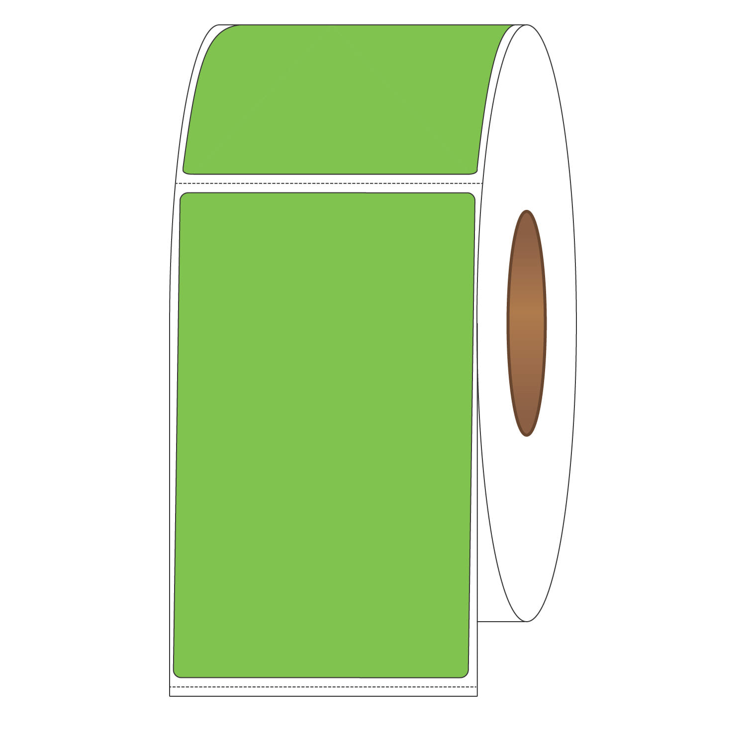 4" x 6-1/2" General Use Labels, w/ Perf Thermal Transfer Labels, Perforated, Tinted, Fluorescent Green, 900 per roll (4 Rolls per Carton) - Image 2