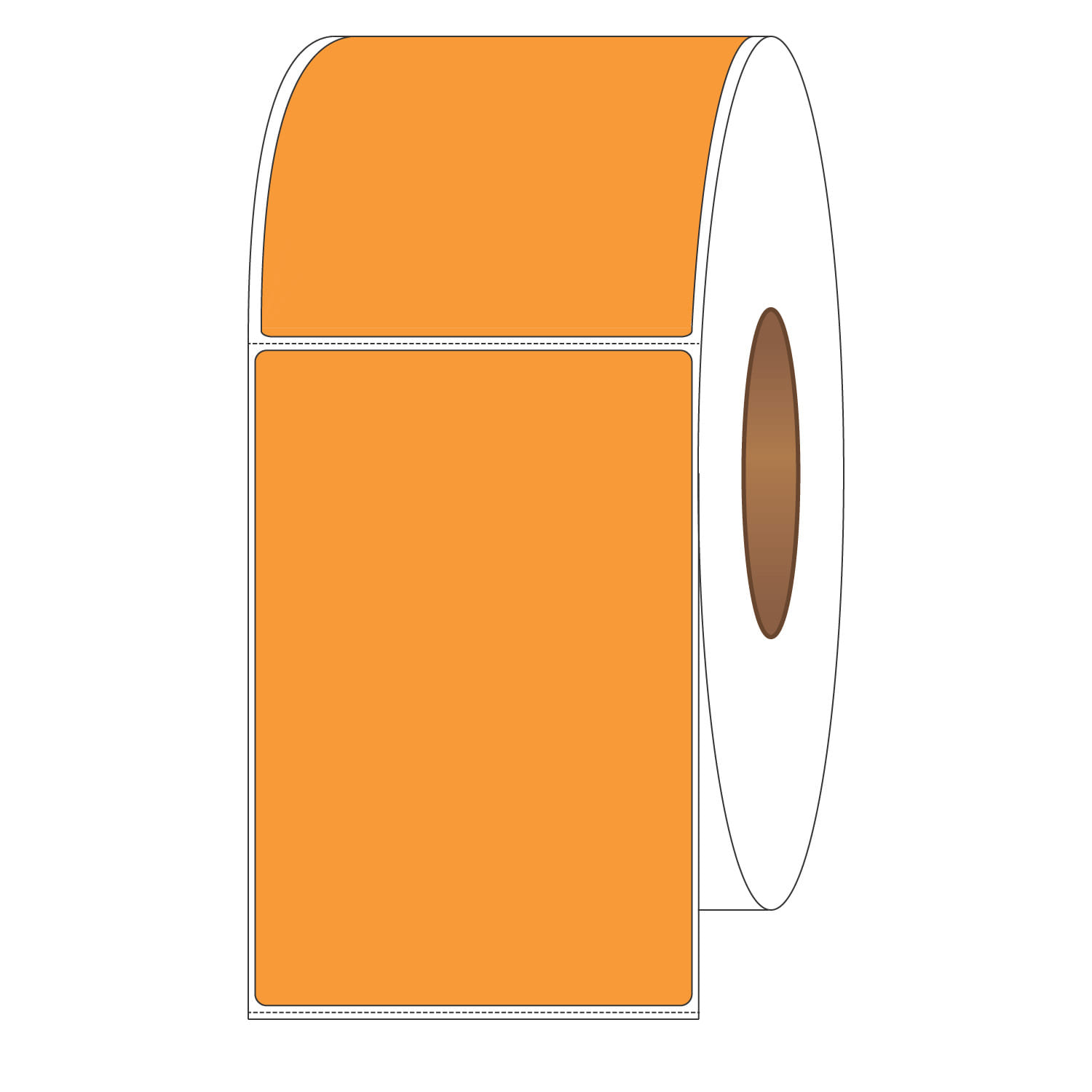 4" x 6-1/2" General Use Labels, w/ Perf Thermal Transfer Labels, Perforated, Tinted, Orange (136), 900 per roll (4 Rolls per Carton) - Image 2