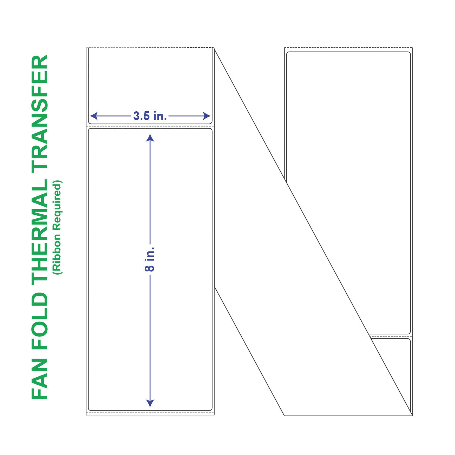 3-1/2" x 8" General Use Fan Fold Labels, w/ Perf Thermal Transfer Labels, Perforated, 970 per Stack (3 Stack per Carton) - Image 2