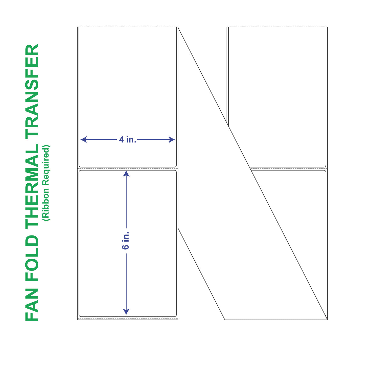 4" x 6" General Use Fan Fold Labels, w/ Perf Thermal Transfer Labels, Perforated, 2000 per Stack (2 Stacks per Carton)