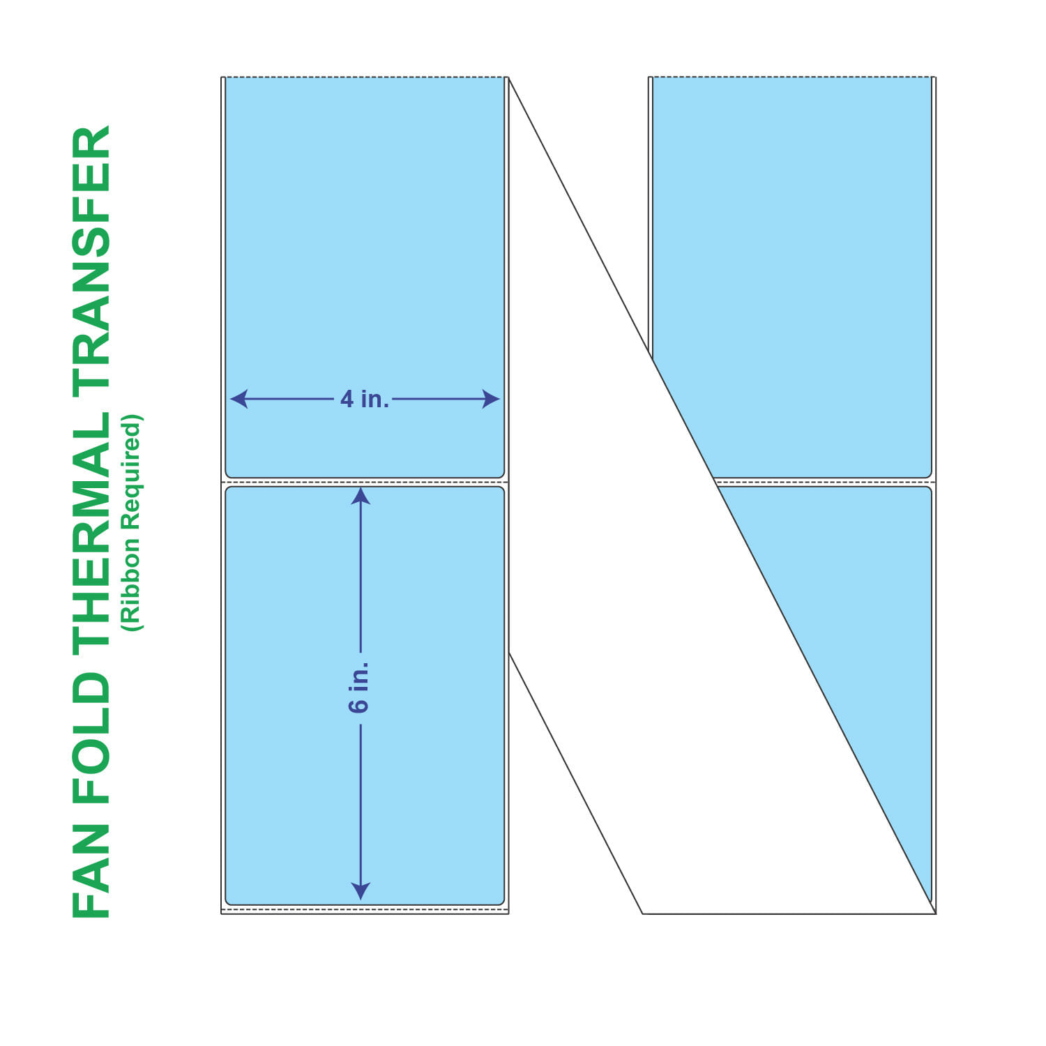 4" x 6" General Use Fan Fold Labels, w/ Perf Thermal Transfer Labels, Perforated, Blue (2975), 2000 per Stack (2 Stacks per Carton) - Image 2