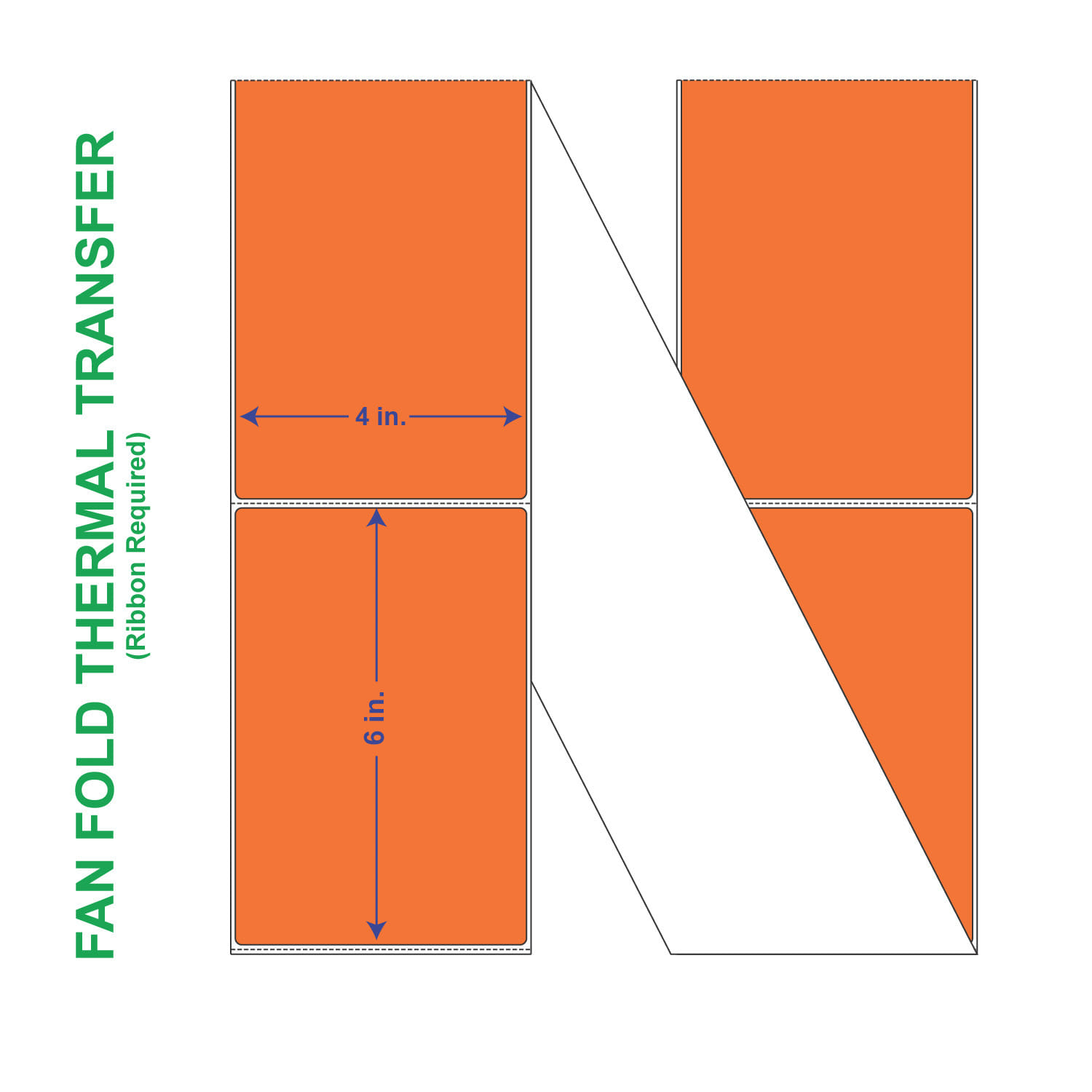 4" x 6" General Use Fan Fold Labels, w/ Perf Thermal Transfer Labels, Perforated, Fluorescent Orange (804), 2000 per Stack (2 Stacks per Carto - Image 2