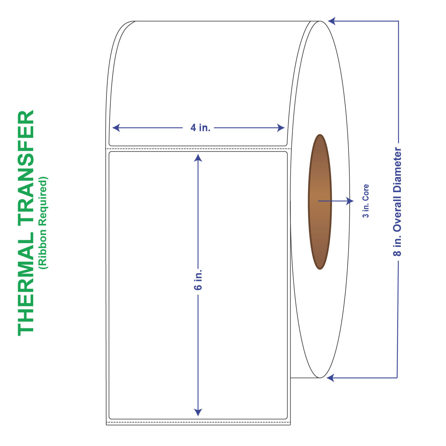 4" x 6" General Use Labels, w/ Perf Thermal Transfer Labels, Comparable to Kimdura, Perforated, 900 per roll (4 Rolls per Carton) - Image 2