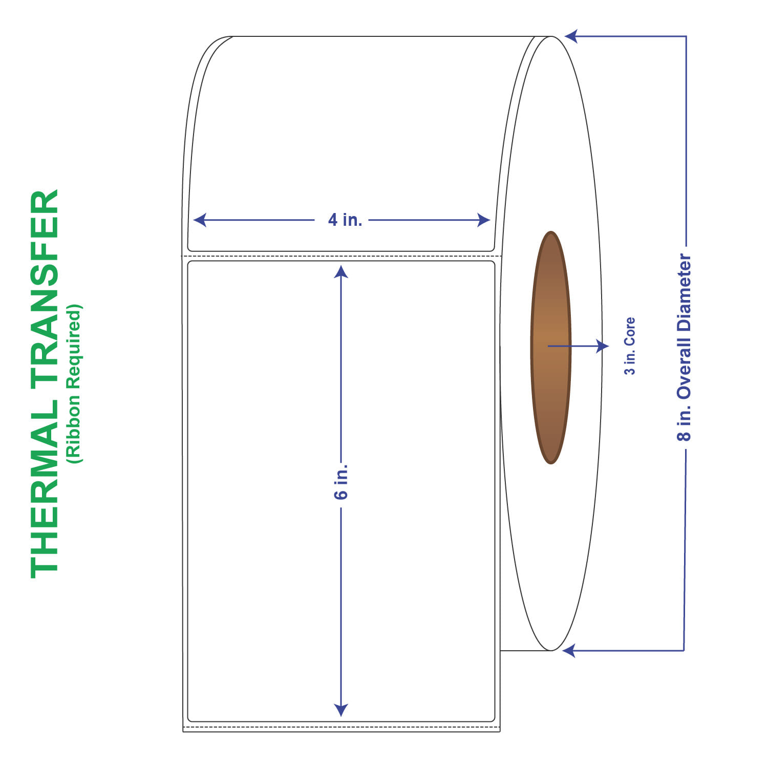 4" x 6" General Use Labels, w/ Perf Thermal Transfer Labels, Comparable to Kimdura, Perforated, 900 per roll (4 Rolls per Carton)