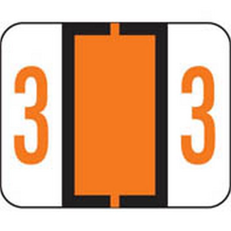 Smead Compatible Numeric "3" Labels, Polylaminated Stock, 1" X 1-1/4" Individual Numbers - Roll of 500