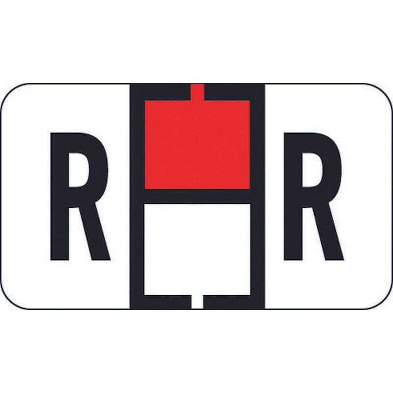Traco Compatible "R" Labels, Polylaminated Stock, 15/16 " X 1-5/8" Individual Letters - Roll of 500