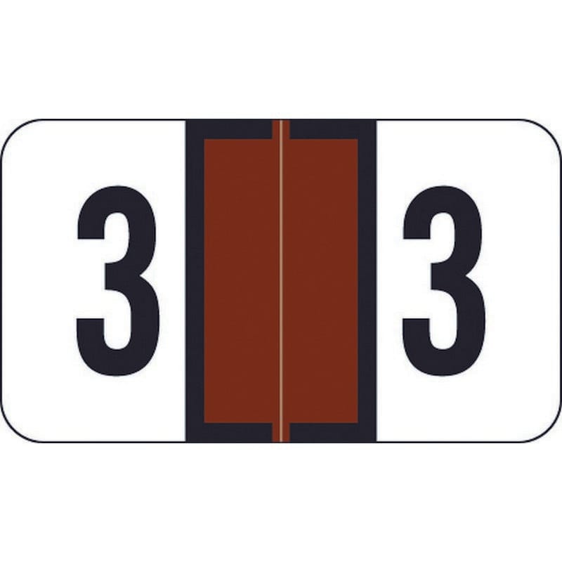 Traco Compatible Numeric "3" Labels, Laminated Stock, 1/2" X 1" Individual Numbers - Roll of 500
