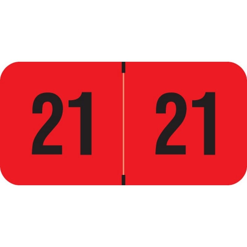 Traco Compatible "21" Yearband Labels, Laminated Stock 1-1/2" x 3/4" - 500 per Roll