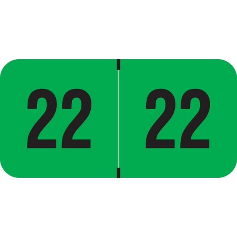 Traco Compatible "22" Yearband Labels, Laminated Stock 1-1/2" x 3/4" - 500 per Roll