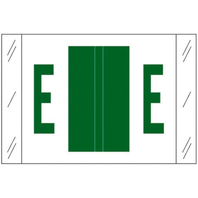 Tabbies Compatible "E" Labels, Polylaminated 100# Stock, 1 " X 1-1/2" Individual Letters - Roll of 500