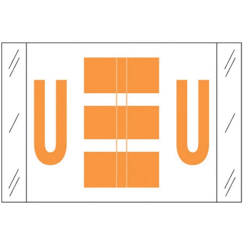 Tabbies Compatible "U" Labels, Polylaminated 100# Stock, 1 " X 1-1/2" Individual Letters - Roll of 500