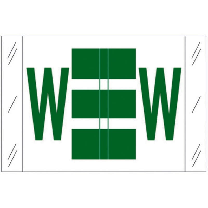 Tabbies Compatible "W" Labels, Polylaminated 100# Stock, 1 " X 1-1/2" Individual Letters - Roll of 500
