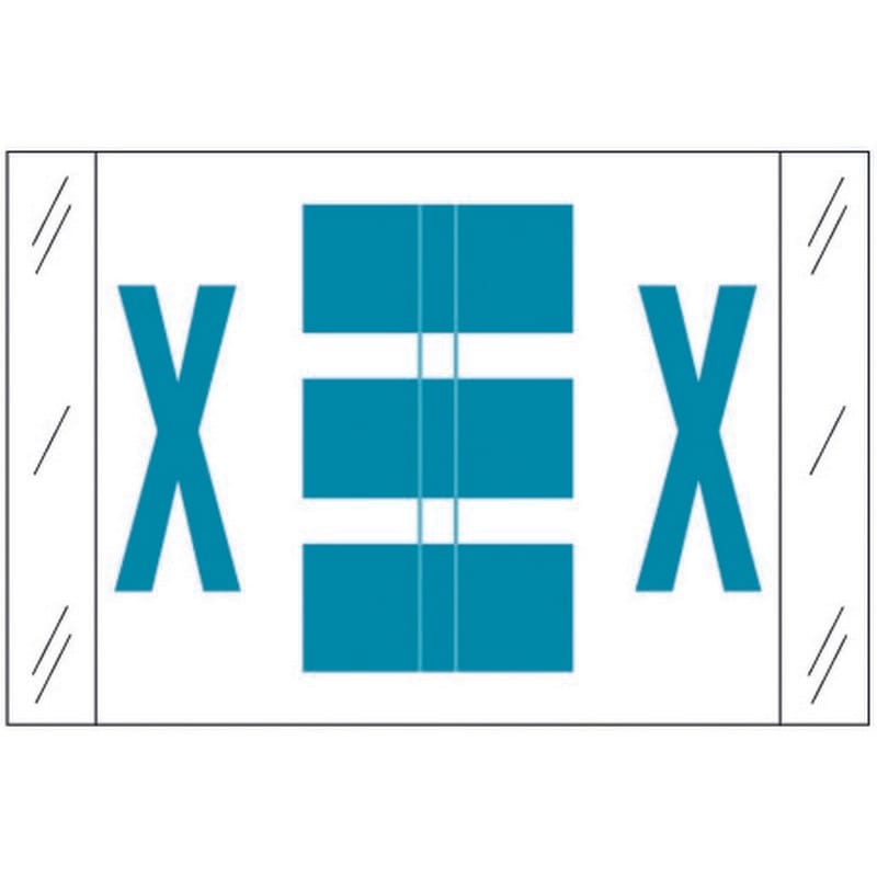 Tabbies Compatible "X" Labels, Polylaminated 100# Stock, 1 " X 1-1/2" Individual Letters - Roll of 500